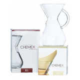 Chemex Bundle Serie De Mango De Vidrio De 8 Tazas Filtros Cu