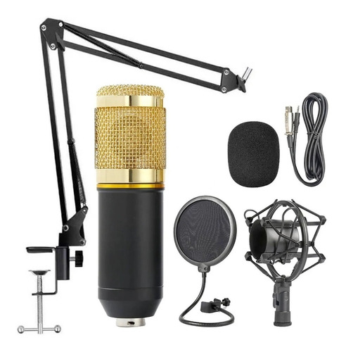 Microfone Studio Bm-800 Condensador  Cardióide Preto/dourado
