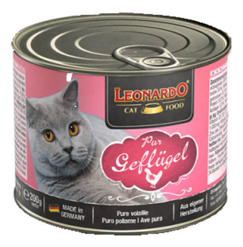 Alimento Leonardo Quality Selection Para Gato Adulto Sabor Ave En Lata De 200g