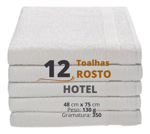 12 Toalhas De Rosto Hotel Pousada Estética Profissional