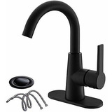 Grifo Lavabo Negro Mate 4puLG Con Placa Y Mangueras,