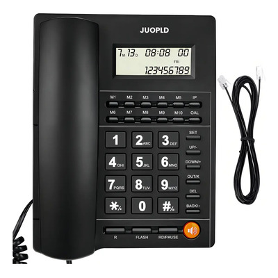 Teléfono Fijo Alámbrico JUOPLD con Pantalla LCD, Manos Libres e Identificador de Llamadas | MercadoLibre