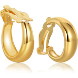 Famarine Pendientes De Aro Dorados Con Clip Para Mujer, Pend