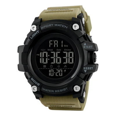 Reloj Hombre Skmei 1384 Cronometro Fecha Sumergible Militar Malla Khaki Bisel Negro Fondo Negro | Envío gratis