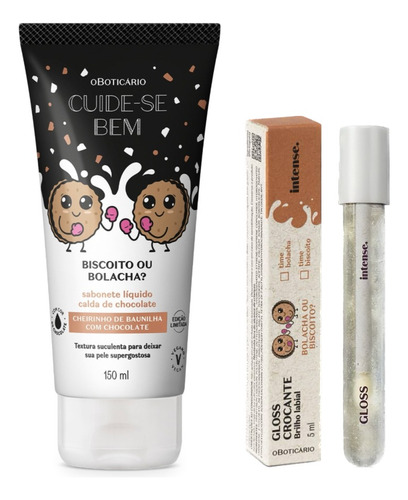 Combo Biscoito Ou Bolacha Gloss Brilho Labial + Sabonete Liq