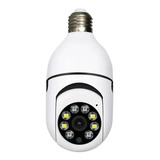 Câmera Wifi Ip Panoramica Segurança Lampada Espiã 360 Áudio Cor Branco