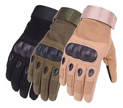 Guantes Tacticos Completos Dedo Moto Táctil Anti Derrape Color Caqui