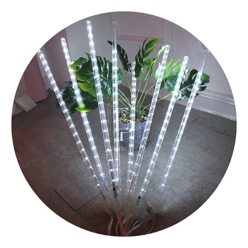 Tubo Cortina Led C/8 Snow 50cm 192l Gota Chuva Branco Frio