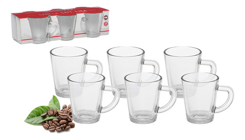 Conjunto 6 Canecas Xícaras De Café Chá Em Vidro 70ml