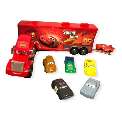 Cars Trailer Mack  Con Carritos Rayo Mate Fricción | Envío gratis