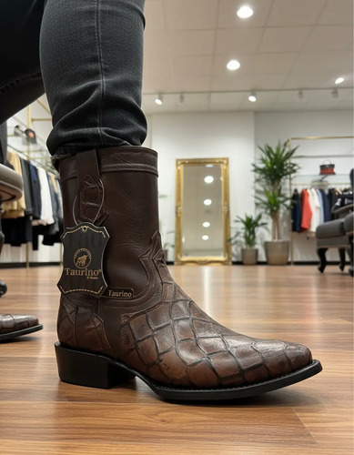Bota Vaquera De Vestir Pescado Oval 100% Piel S.cuero 160.0