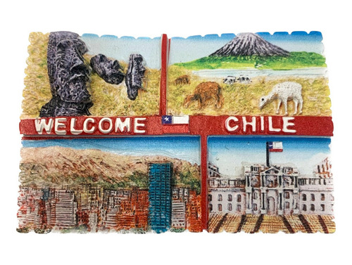 Iman Decorativo De Resina Co Relieve 3d De Ciudades De Chile