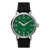 Reloj De Pulsera Timex Standard Carat Tw2v44200vt Hombre Color De La Correa Negro Color Del Bisel Plata Color Del Fondo Verde