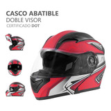 Casco Para Moto Mujer Hombre Abatible Deportivo Certificado Color Rojo Mate Tamaño Del Casco L