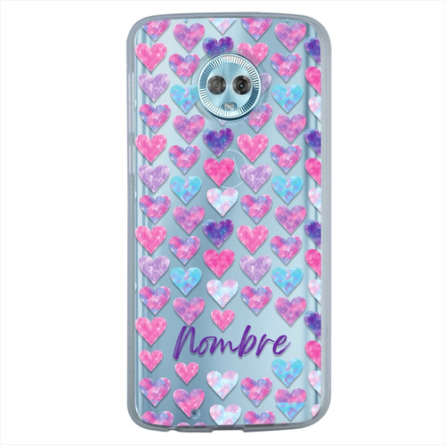 Funda Motorola Uso Rudo Corazones Personalizada Tu Nombre