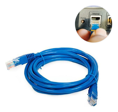 Cabo De Rede Blindado 3m 3 Metros Internet Azul Ethernet Lan