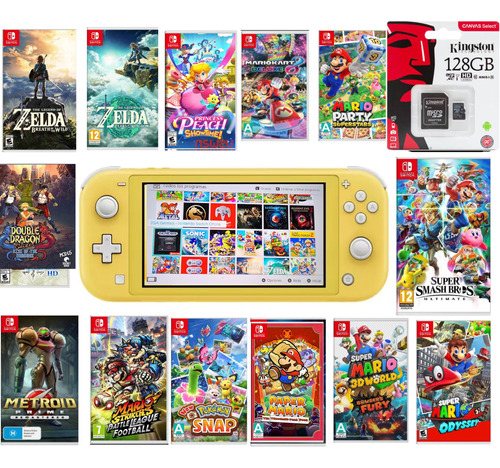 Nintendo Switch Lite Amarillo 25 Juegos Magia 128gb Ch!p !!