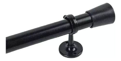 Kit Barral Para Cortina Metalico Negro 21mm X 2,40 Mts 