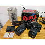  Canon Eos Rebel T3i + 18-55 + 70-300 + Sdxc 128gb + 2 Bat