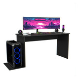 Mesa Gamer Industrial Compacta Ideal Com Espaço 2 Monitores