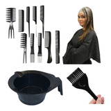 Gorro De Silicona +set De 10 Peines + Bowl +pincel Tintura  