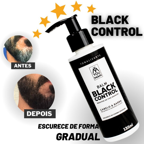 Tonalizante Black Control Reduz Fios Brancos Cabelo E Barba