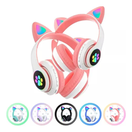 Fone Gatinho Sem Fio Led Bluetooth Infantil Orelha Gato Cat