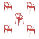 Kit 5 Cadeiras Jantar Allegra Vermelho Polipropileno