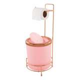 Suporte De Lixeira 5 Litros Porta Papel Higiênico Rosé Gold Cor Rosa-claro