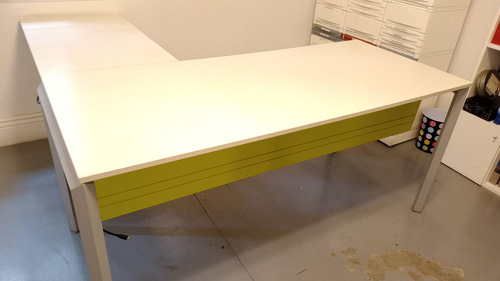 Escritorio Moderno En L 162cm X 160cm Blanco Y Verde Leer!!