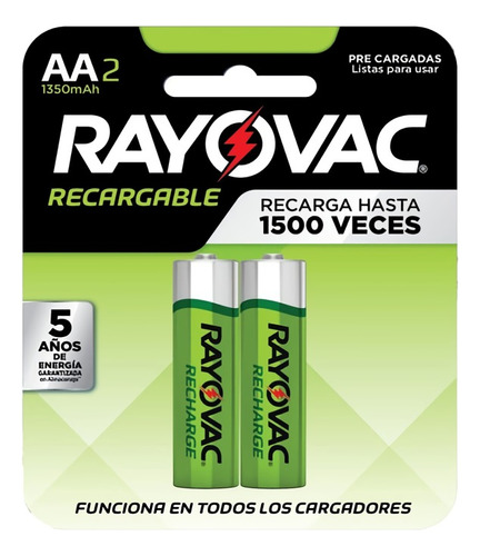 Pila Aa Recargable 1350mah Rayovac Blister X2