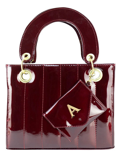 Bolso Mariconera Dama Charol Capitonado De Moda Elegante