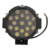 Faro 17 Led Redondo 51 Watts Blanco 12/24v Borde Negro 