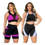 Kit 2 Conjuntos Fitness Roupa De Ginástica Academia Treino