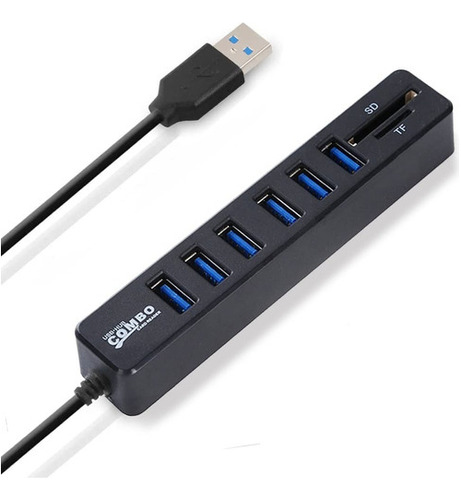 Hub 6 Puertos Multi Usb 3.0 Adaptador Con Lector Tarjeta Sd 