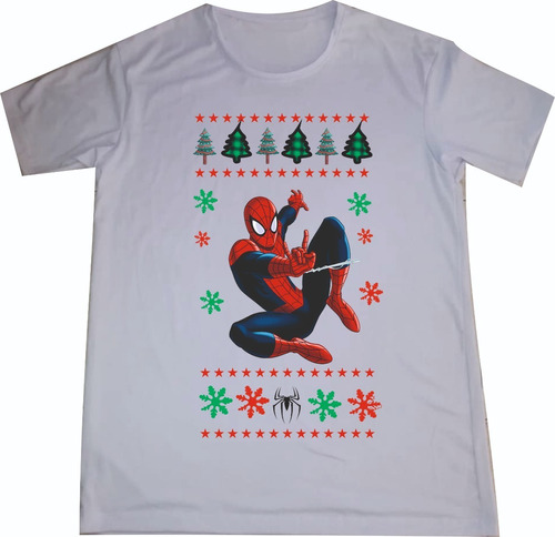 Camisetas Navideñas Navidad Spiderman Hombre Araña Marvel M2