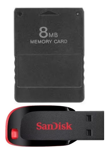 Kit Ps2 Opl Memory Card + Pendrive 64 Gb Para Ps2 Fat E Slim