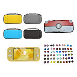 Protector Pokebola + Estuche + Vidrio + 2 Grips Switch Lite