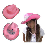 Sombrero Rosa Vaquero Sheriff Corona Cowboy Disfraz Cotillon