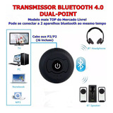 Transmissor Bluetooth Audio P2 Conecta 2 Fones Ou 2 Caixas