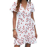 Vestido Mujer Verano Lunares Floral Estampado Plisado