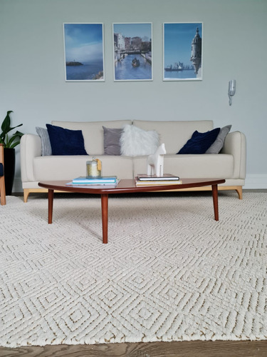 Tapetes Artesanal Chenille E Sisal Off White - Mod Diamond