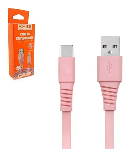 Cabo Dados Usb Kaidi Tipo C Carregamento Rápido Cor Rosa