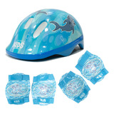 Kit Proteção Infantil Capacete Kids Shake Tubarão Para Bike