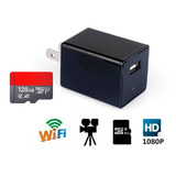 Mini Camara Cargador Wifi Fhd Video Audio + Memoria 128gb