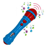 Brinquedo Microfone Karaoke Para Criança Infantil Azul