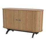 Balcão Buffet 2 Portas 100% Mdf Freijo/preto Fosco Tb289 Cor Marrom-claro