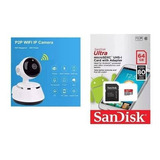 Combo Camara Ip Wifi Nocturna  + Memoria Sd Sandisk  64g 