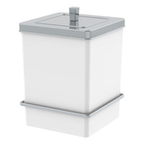 Lixeira Quadrada 6,5l Com Suporte Ventosa Cor Branco/cromado