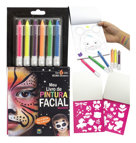 Livro Infantil Com Molde E Canetinha Para Pintura Facial Kids Entreterimento Para As Crianças Cores Vidrantes 